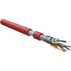 Кабель витая пара Hyperline F/UTP, категория 5e, 4 пары (24 AWG), одножильный (solid), нг(А)-LSLTx, FUTP4-C5E-S24-IN-LSLTX-RD-305