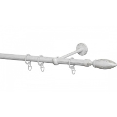 Карниз металлический однорядный ARTTEX, диаметр 20 мм, белое золото ампир, 200 см, с наконечником Свеча