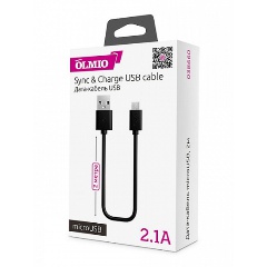 Кабель Olmio USB 2.0 - microUSB, 2м, 2.1A, черный